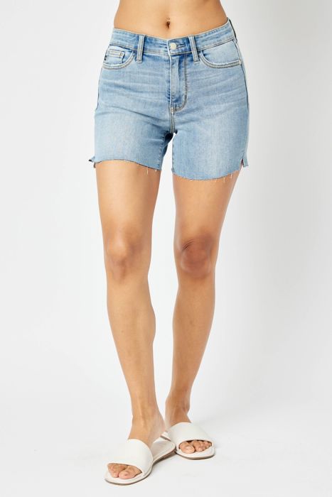 Judy Blue Mid Rise Cutt Off Denim Short 15251