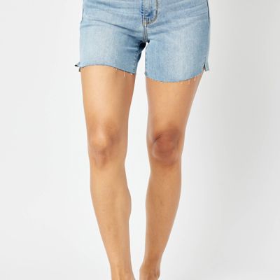 Judy Blue Mid Rise Cutt Off Denim Short 15251