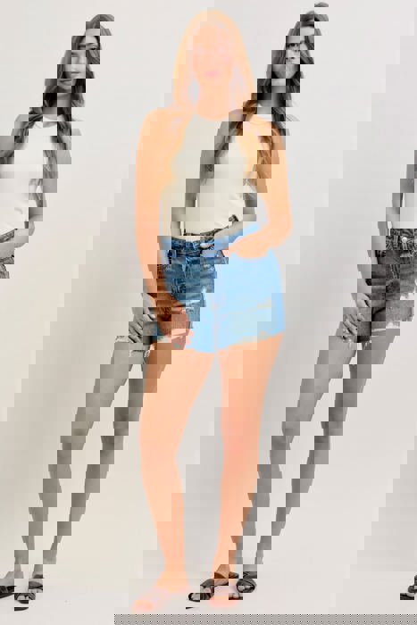 Judy Blue High Waist Rigid Magic Cut Off Denim Short 150379