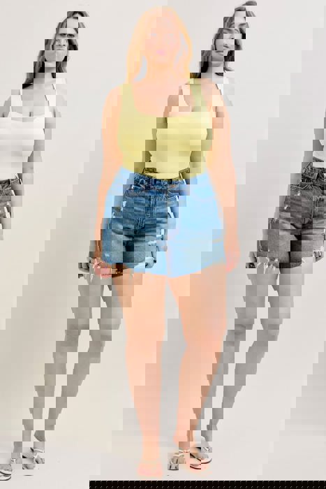 Judy Blue High Waist Rigid Magic Cut Off Denim Short 150379