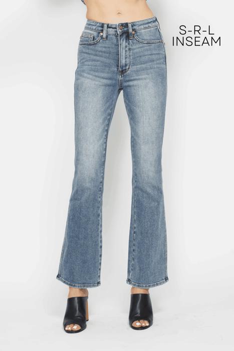 Judy Blue High Waist Tummy Control Back Pocket Embroidery Bootcut Denim Jeans 88783 - 3 Inseam Options: Short, Regular, Long