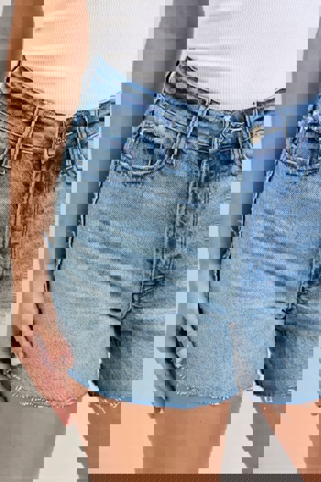 Judy Blue High Waist Rigid Magic Raw Side Seams Denim Short 150368