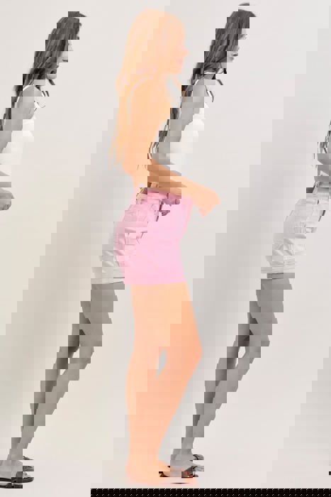 Judy Blue High Waist Pink Aurora Weekender Double Cuff Denim Short 150357