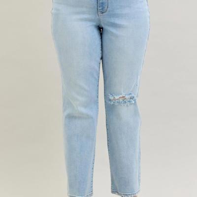 Judy Blue High Waist 90's Back Rip Straight Denim Jeans 82600 - Plus