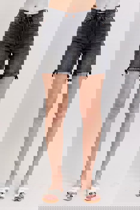 Judy Blue High Waist Black Cut Off Dad Denim Short 15286