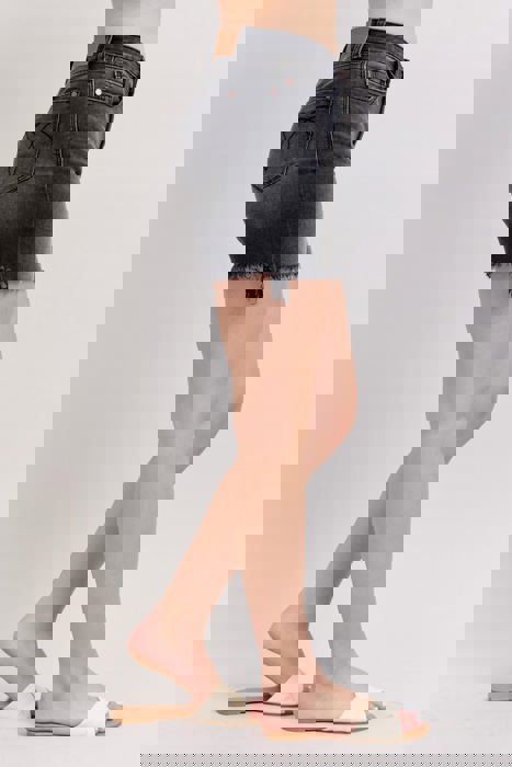 Judy Blue High Waist Black Cut Off Dad Denim Short 15286