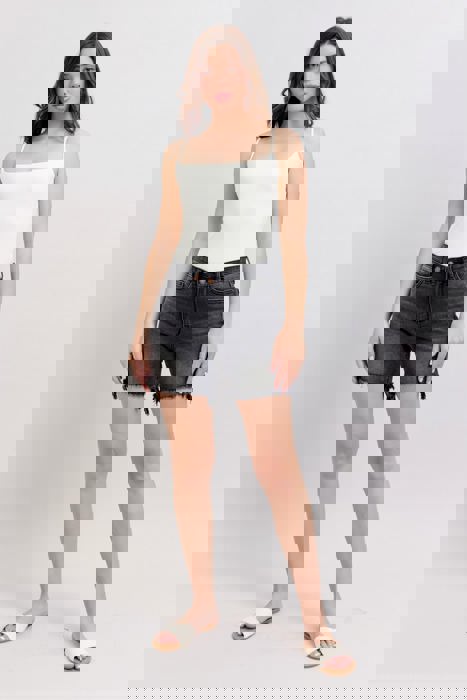 Judy Blue High Waist Black Cut Off Dad Denim Short 15286