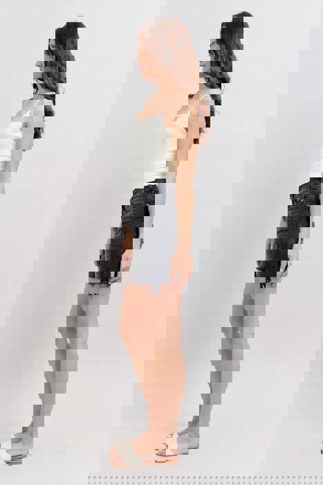 Judy Blue High Waist Black Cut Off Dad Denim Short 15286