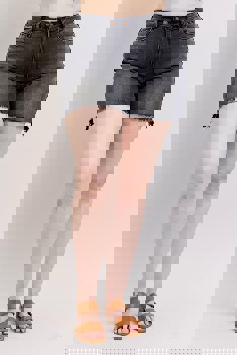 Judy Blue High Waist Black Cut Off Dad Denim Short 15286