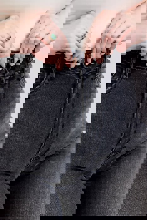 Judy Blue High Waist Black Cut Off Dad Denim Short 15286