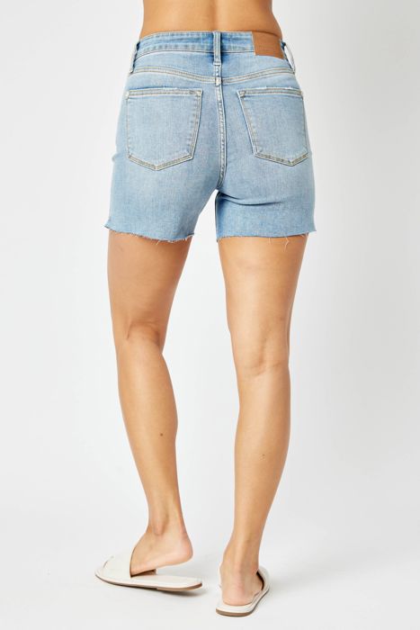 Judy Blue Mid Rise Cutt Off Denim Short 15251