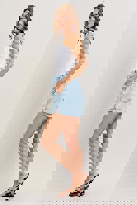 Judy Blue High Waist Featherweight Boxer Denim Short 150371