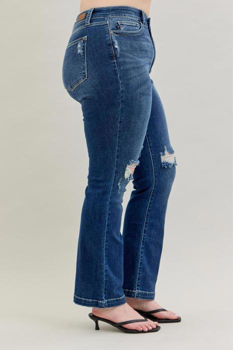 Judy Blue Mid Rise Hand Sand & Destroy Bootcut Denim Jeans 82541 - Plus