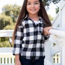  Southern Grace Girl's White Plaid Flannel - Size 6-8Y