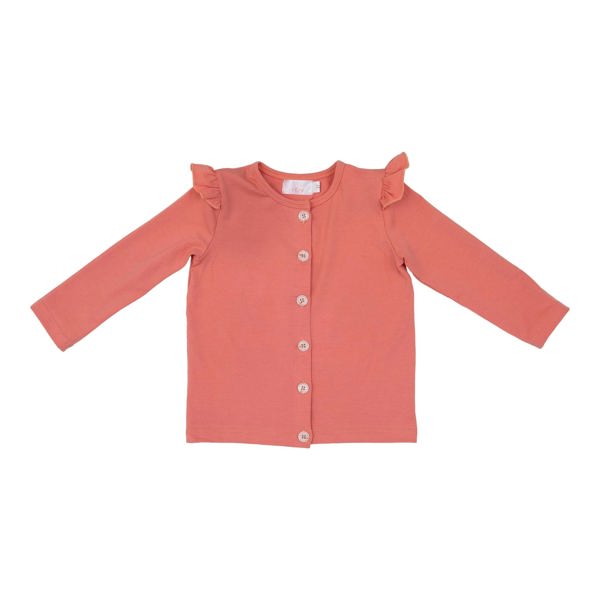 Mila & Rose Girl's Peach Ruffle Button Cardigan - Size 2T