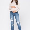  Judy Blue Bloom Maternity Destroyed Boyfriend Denim Mid Rise 9802