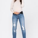  Judy Blue Bloom Maternity Destroyed Boyfriend Denim Mid Rise 9802