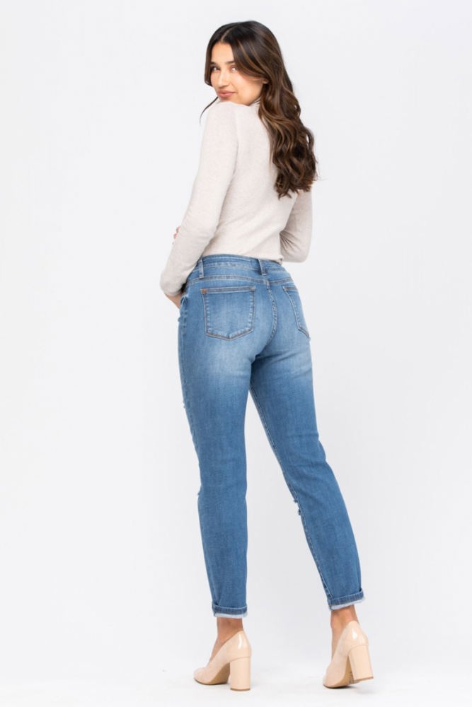 Judy Blue Bloom Maternity Destroyed Boyfriend Denim Mid Rise 9802