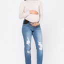  Judy Blue Bloom Maternity Destroyed Boyfriend Denim Mid Rise 9802