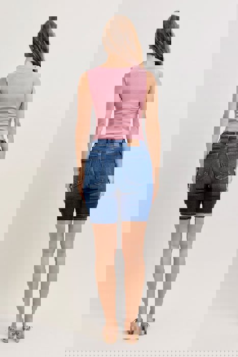 Judy Blue Mid Rise Bermuda Denim Short 152108