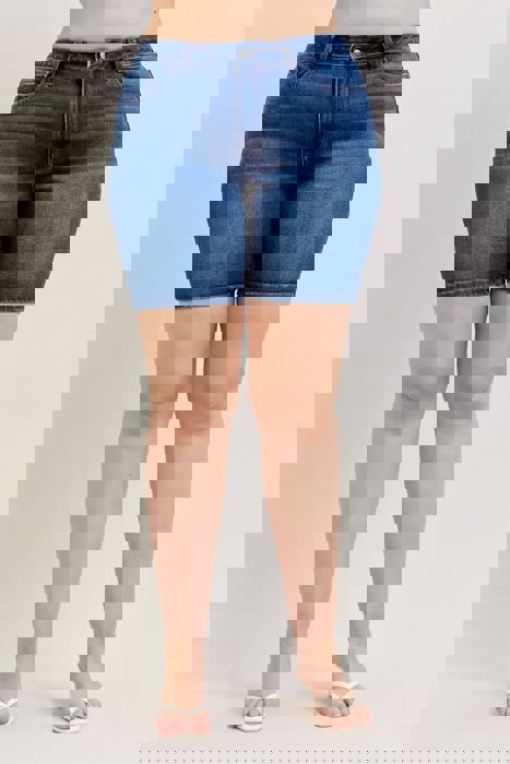 Judy Blue Mid Rise Bermuda Denim Short 152108