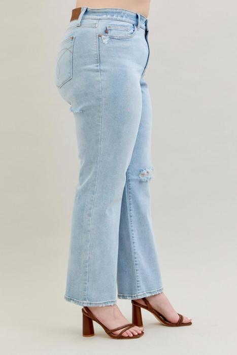 Judy Blue High Waist 90's Back Rip Straight Denim Jeans 82600 - Plus