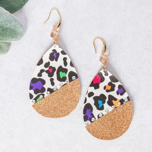 Ashlyn Rose Split Between Grind and Shine Leopard Earrings