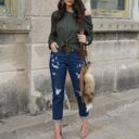  Lucky & Blessed Mid-Rise Dark Wash Ripped Boyfriend Denim L20064-R