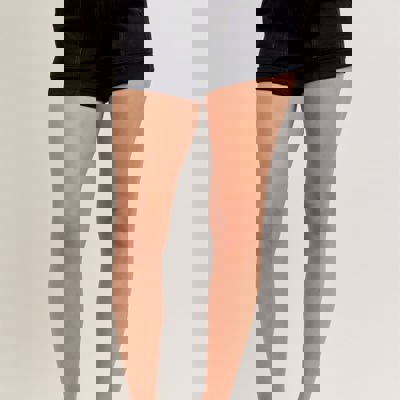 Judy Blue High Waist Aurora Weekender Double Rolled Cuff Black Denim Short 150358