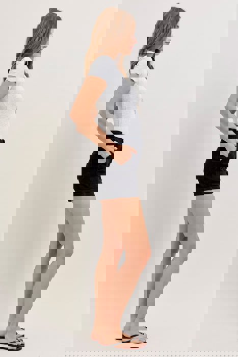 Judy Blue High Waist Aurora Weekender Double Rolled Cuff Black Denim Short 150358