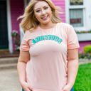  Southern Grace "Ambitious" on Peach Short Sleeve Top