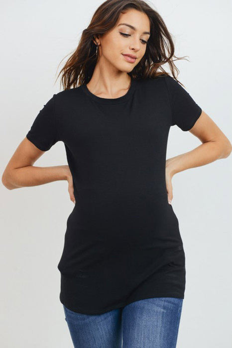 Hello Miz Short Sleeve Maternity Tee, Black