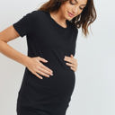  Hello Miz Short Sleeve Maternity Tee, Black