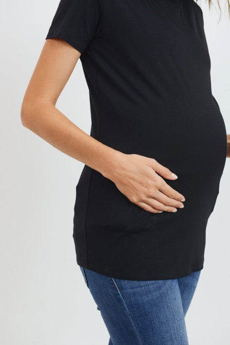 Hello Miz Short Sleeve Maternity Tee, Black