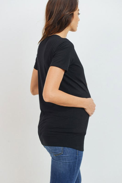 Hello Miz Short Sleeve Maternity Tee, Black