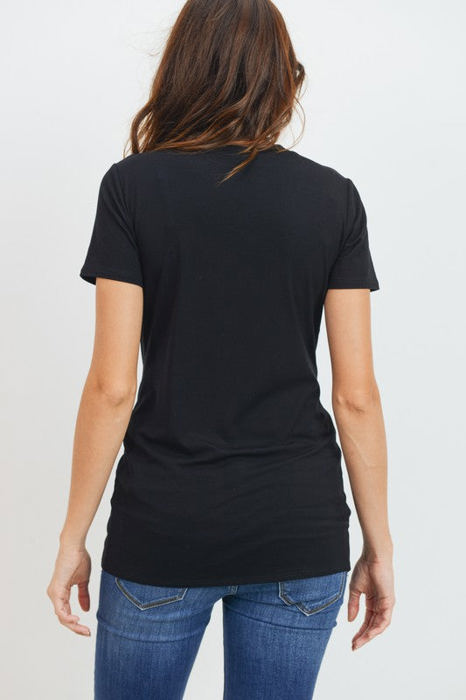 Hello Miz Short Sleeve Maternity Tee, Black