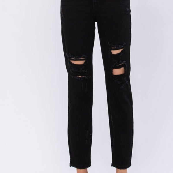 Judy Blue Black High Waist Destroyed Boyfriend Denim 82161