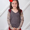  Southern Grace Girl's I Will Survive V Neck with Long Sleeve, Buffalo Plaid, Size 10-12Y