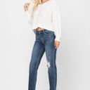  Judy Blue Destroyed Cuffed Slim Fit Denim Mid Rise 82204 - Plus