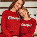  Southern Grace Girl's Christmas Cheerful on Sparkly Glitter Red Sweatshirt, Size 4-5Y