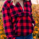  Southern Grace Checker Me Out Pullover With Pockets, Red Plaid