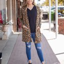  Southern Grace Fireplace Chillin Sweater Cardigan with Pockets, Leopard