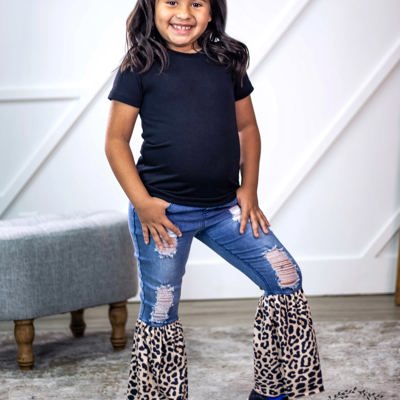 Southern Grace Girl's Somewhere Between Western and Wildin' Flare Pants, Leopard, Size 4-5Y