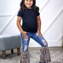  Southern Grace Girl's Somewhere Between Western and Wildin' Flare Pants, Leopard, Size 4-5Y