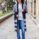  Southern Grace Southern Twang Long Sleeve Cardigan, Gingham - Size Small/Medium