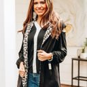  Southern Grace Warm and Together Black with Leopard Vest Cardigan