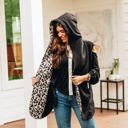  Southern Grace Warm and Together Black with Leopard Vest Cardigan