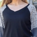  Southern Grace Leader of the Pack Waffle Raglan Top with Balloon Long Sleeve, Black