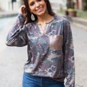  Southern Grace Welcome to the Jungle Sequins Knotch Long Sleeve with Pocket, Camouflage