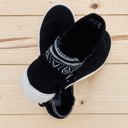  Very G "Whisper" Black Aztec Fringe Slip-on Shoes